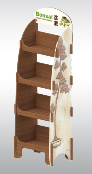 Produzione personalizzazione espositori in legno per negozi da banco